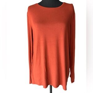 Chico's Long Sleeve Scoop Neck Top - Rust